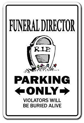 Funeral Director Parking Parlor Mortician Undertaker Mortuary Cartel de chapa vintage, cartel de cartel de metal, placa de pintura de hierro retro, decoración de pared artística, 12 × 8 pulgadas