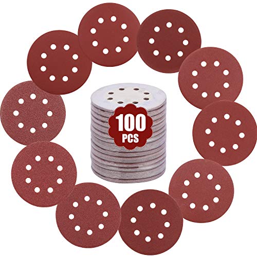 GALAX PRO 100 discos abrasivos para lijadora excéntrica, 8 agujeros, 10 x 60/80/100/120/150/180/240/320/400/600 Granillas (Ø125 mm) para lijado, pulido