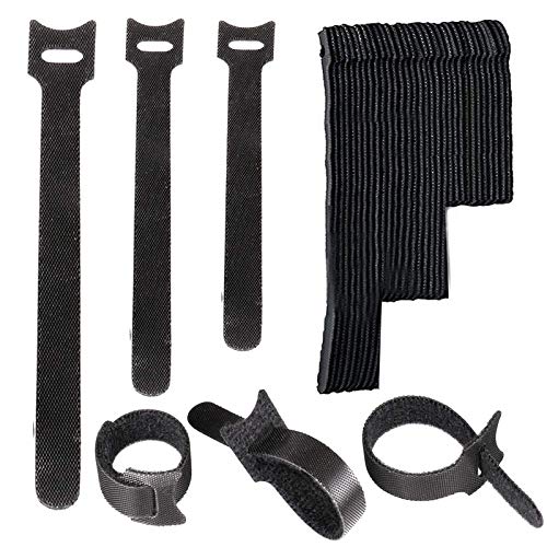 Gancho y bucle correas,50Pcs Ataduras de Cable, Cable Correas Set, Reutilizables Cable Ties, Gancho Bucle Correas, Cable Organizador, 3 Tamaños Diferentes (30cm, 20cm, 15cm) –– Negro