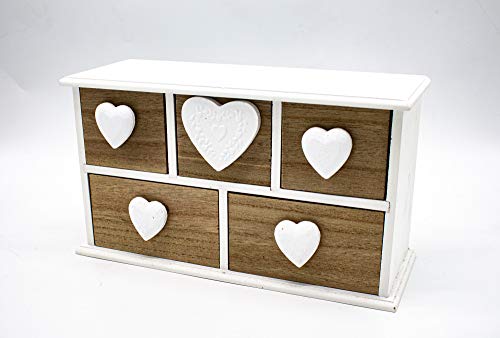 Generic Mini cómoda multiusos de madera con cajones, joyero, caja de almacenamiento, caja de madera (24 x 9 x 13 cm)