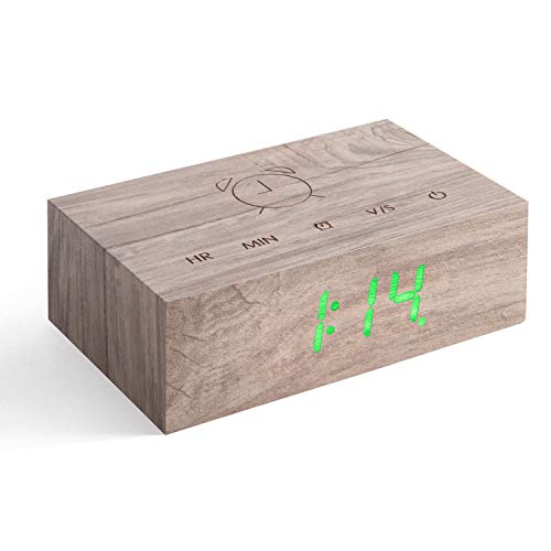 Gingko - Reloj despertador LED Flip Click Clock, con activación al sonido y una nueva tecnología Flip, recargable, con controles táctiles grabados con láser, varios acabados de madera