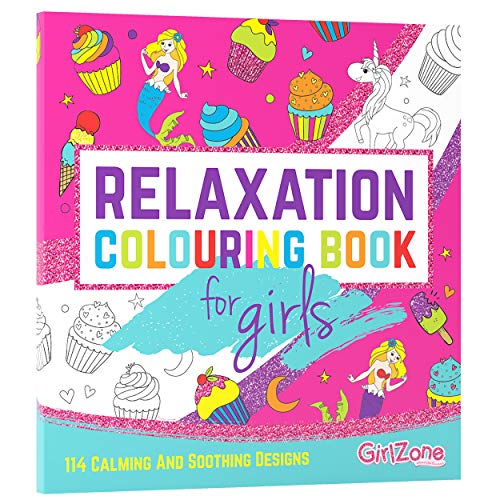 GirlZone Regalos para Niñas -Libro Para Colorear-114 Hermosos Diseños Zen, Libros Colorear Niños, Libreta De Colorear Relajante Para Niñas, Colouring Book, Regalo de 3 a 12 años