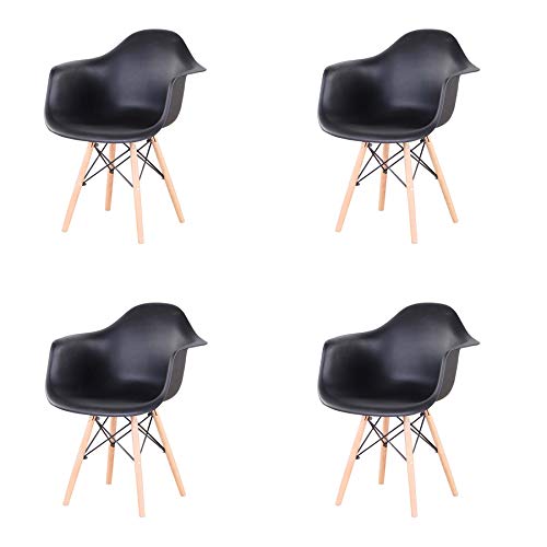 GrandCA Conjunto de 4 sillas de Comedor Silla de Oficina Silla de salón Silla de Cocina ，Butaca, sillas de recepción (Negro)