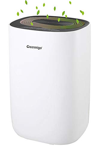 Greenmigo Deshumidificador Eléctrico Portátil 12L/24h con Refrigerante R290,Deshumidificación Continua y Silenciosa,Automático hasta 40m2 para Hogar Dormitorio Cocina Armarios Garaje