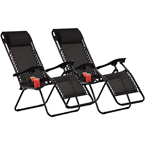 GT-LYD Conjunto de 2 Heavy Duty Gravedad Cero sillas sillas de jardín al Aire Libre Patio tumbonas reclinables Plegable