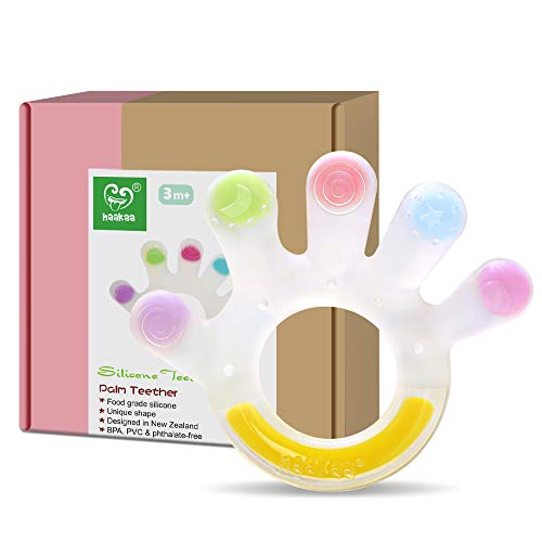 Haakaa Juguetes Dentición Mordedores de Bebé 3+ Meses Mordedor Bebes Refrigerante 100% de Silicona BPA-Gratis, Apariencia Palma de Colores Haakaa Juguetes Dentición Mordedores de Bebé 3+ Meses Mordedor Bebes Refrigerante 100% de Silicona BPA-Gratis, Apariencia Palma de Colores