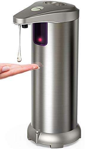 Hanamichi Dispensador Automático de Jabón con Acero Inoxidable, Sensor de Movimiento por Infrarrojos, Base Impermeable, Interruptor Ajustable, Baño Apropiado, Cocinas, Hotel, Restaurante