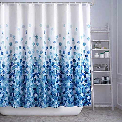 HAOJH Cortinas de Ducha Cortina de Ducha Suave Impermeable con Ganchos para baño Cortina de baño de Tela de poliéster Lavable Anti-Moho (Azul, 180 x 180 cm)