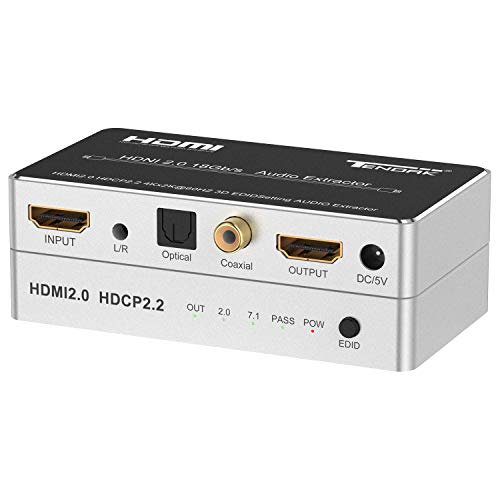 HDMI 2.0 Audio Extractor, Distribuidor Audio HDMI 4K óptico Spdif Toslink Coaxial y Convertidor Audio estéreo 3,5mm Compatible con 4K@60Hz HDCP 2.2 HDR 3D para Reproductor BLU-Ray DVD PS4 Xbox One HDMI 2.0 Audio Extractor, Distribuidor Audio HDMI 4K óptico Spdif Toslink Coaxial y Convertidor Audio estéreo 3,5mm Compatible con 4K@60Hz HDCP 2.2 HDR 3D para Reproductor BLU-Ray DVD PS4 Xbox One