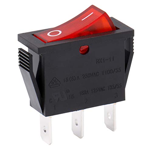 Heschen Interruptor basculante SPST 3 terminales luz roja 16A 250VAC 5Pack