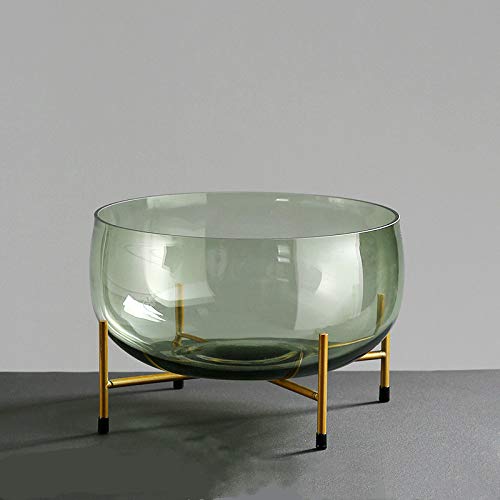 Heze La luz de la moda de lujo verde jarrón de vidrio grande fruta plato de fruta decoración moderna simple hogar suave decoración