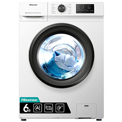 Hisense WFVC6010E - Lavadora Carga Frontal 6 Kg, 1000 RPM, 15 Programas, Control de balanceo inteligente del tambor,Display LED, Programa rápido, Bloqueo Infantil