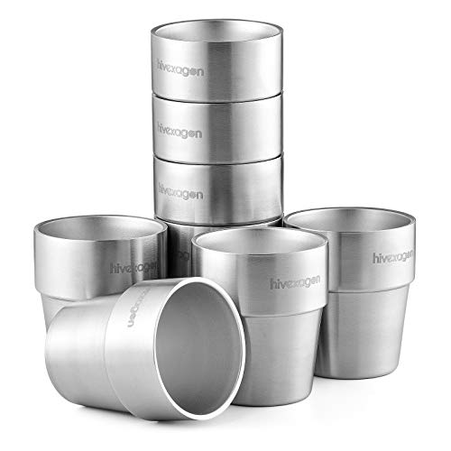 Hivexagon Vasos de Cerveza de Acero Juego de 8 Tazas de Doble Pared de Acero Inoxidable de 300 ml - Perfecto para Bebidas Frías - Apto para Lavavajillas HG298 Hivexagon Vasos de Cerveza de Acero Juego de 8 Tazas de Doble Pared de Acero Inoxidable de 300 ml - Perfecto para Bebidas Frías - Apto para Lavavajillas HG298