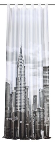 Home Fashion 48639-896 - Cortina, 245 x 120 cm, impresión Digital de Nueva York, Color Blanco y Negro