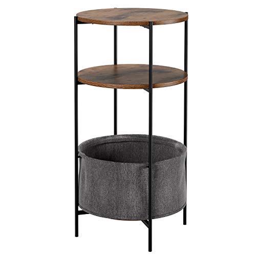 Homfa Mesa Auxiliar Salón Mesa Redonda con Almacenamiento Mesa Sofá Madera Mesita de Noche con 2 Estantes y Marco de Metal para Dormitorio Industrial Marrón Rústico 39x39x80cm Homfa Mesa Auxiliar Salón Mesa Redonda con Almacenamiento Mesa Sofá Madera Mesita de Noche con 2 Estantes y Marco de Metal para Dormitorio Industrial Marrón Rústico 39x39x80cm