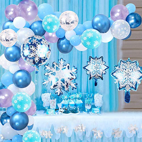 Hongyans Decoraciones Cumpleaños Congeladas Niñas Niños Globos de Cumpleaños Azules Globos de Copo de Nieve para Adornos Cumpleaños Baby Shower Bodas Princesa Cosplay
