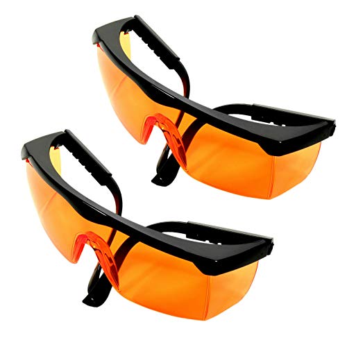 HQRP 2 Lentes naranjas Protección UV Gafas de seguridad para trabajos de jardinería, corte de césped, Desbroce de malezas, Recorte de setos, Agricultura, Silvicultura UV Medidor del sol