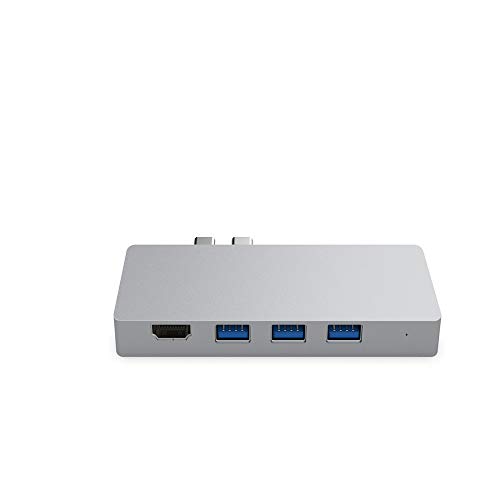 Hub USB Multi-puerto 8 en 1 Tipo C cubo con 4K HDMI 3 puertos USB 3.0 Dual Tipo C Puertos Soporte lector de tarjetas SD TF compatible for Flash Drive ordenadores portátiles y Más para PC portátil, esc