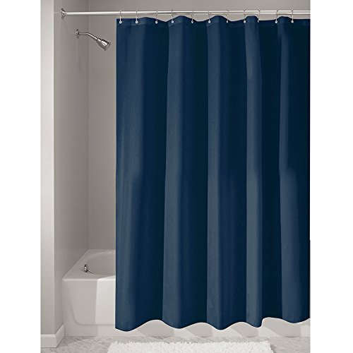 iDesign Cortinas de baño de tela, cortina impermeable de poliéster con tamaño de 180,0 cm x 200,0 cm, cortina de ducha lavable con borde reforzado, azul marino