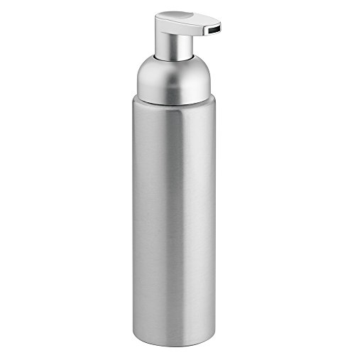 InterDesign Metro - Bomba de Aluminio, anticorrosiva, dosificadora de jabón Espuma, para mesada de Cocina, tocador del Cuarto de baño, 8.5 oz, Cepillado/Plateado Mate