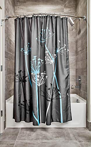 InterDesign Thistle Cortina de baño | Cortinas para baño Grandes de 183,0 cm x 183,0 cm | Cortina de Ducha de Tela Suave Lavable | con Estampado de Flores | Poliéster Gris/Azul