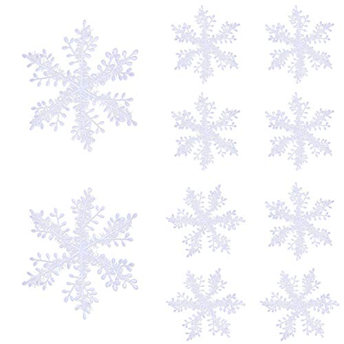 JieGuanG Adornos de copo de nieve, 36 piezas de decoración de copo de nieve, copos de nieve brillantes y esponjosos que te acompañan durante el invierno perfecto (6 cm, 8 cm, 11 cm, 15 cm)