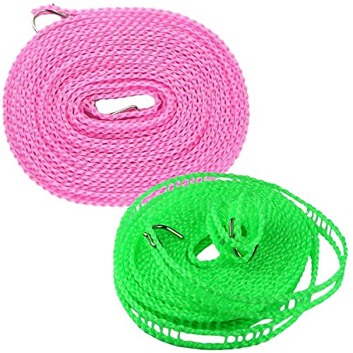 JieGuanG Tendedero resistente al viento, cuerda de secado de plástico antideslizante, 2 piezas (color al azar)