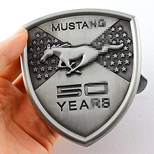 JTAccord 3D Metal Material Car Front Grille Running Horse 50 años Shield Emblem Totem Car Front Grill Sign para Mustang, Accesorios de diseño de automóviles, 1 pcs/Set