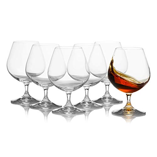 Juego de 6 vasos de cristal para brandy y coñac, elegantes y duraderos, aptos para whisky, brandy, duraderos y completamente sin plomo, 400 mililitros