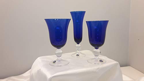Juego de copas de cristal azul, 36 unidades: 12 copas de agua de 230 ml, 12 copas de vino de 180 ml, 12 copas de flauta de 120 ml. Modelo Hell