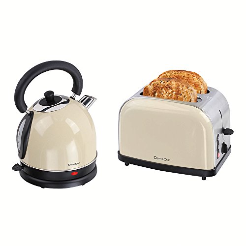 Juego de desayuno de 2 piezas – Hervidor de agua de acero inoxidable con capacidad de 1,8 litros y tostadora de 2 ranuras en aspecto vintage – Tostadora con función de calentamiento y descongelación Juego de desayuno de 2 piezas – Hervidor de agua de acero inoxidable con capacidad de 1,8 litros y tostadora de 2 ranuras en aspecto vintage – Tostadora con función de calentamiento y descongelación
