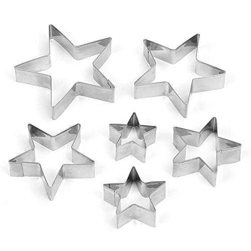 Juego de Moldes Galletas, 6pcs Molde de Estrella, Cookie Cutter Star, Moldes de Acero Inoxidable para Galletas Cortadores Repostería (6pcs)