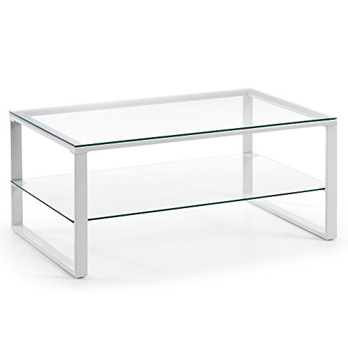 Kave Home - Mesa de Centro Sivan Rectangular Cristal y Acero