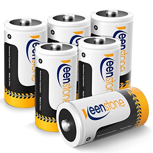 Keenstone Baterías C recargables 1,2 V 5000 mAh Ni-MH de alta capacidad tamaño C (6 unidades)