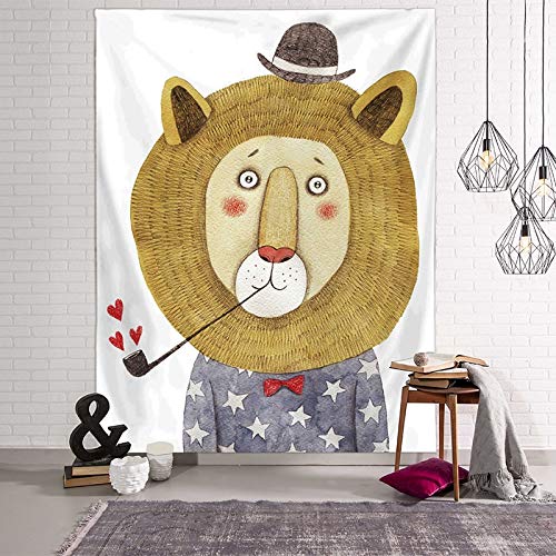 KHKJ León Tapiz Colgante de Pared Oso Panda Bohemio Manta de Pared de Tela Colcha decoración del hogar Cortinas Tapiz Caliente A2 200x150cm