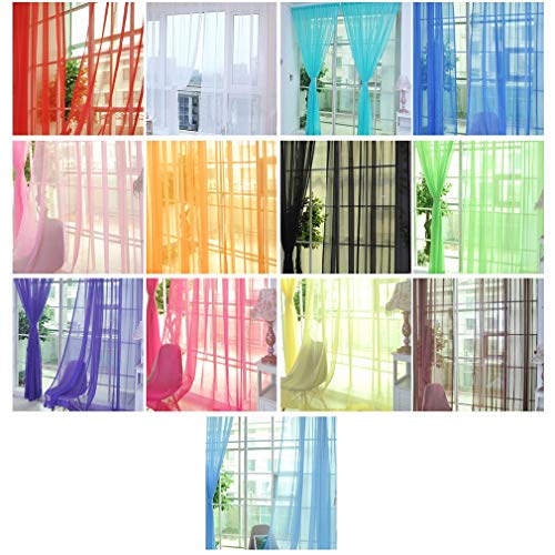 KinshopS Cortina translúcida de tul de color sólido para ventana, cenefas