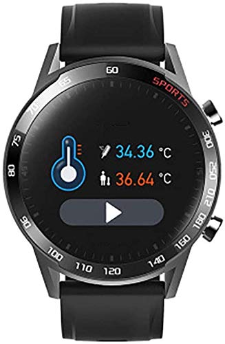 KLT Reloj inteligente reloj inteligente para medir la temperatura Monitoreo de salud IP67 impermeable 7 días de uso continuo Recordatorio de información Gris-Negro
