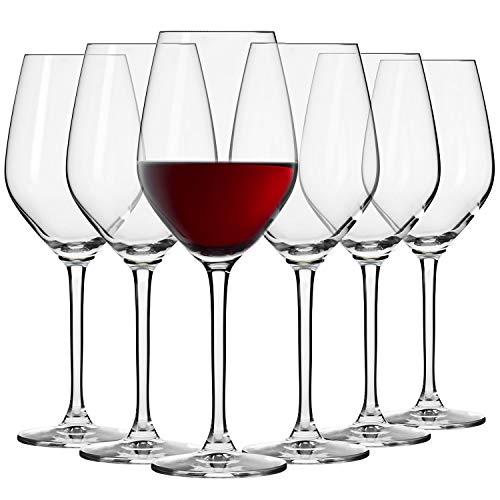 Krosno Pequeño Copas de Vino Tinto | Conjunto de 6 Piezas | 300 ML | Splendour Collection Uso en Casa, Restaurante y en Fiestas | para Microondas y Lavavajillas
