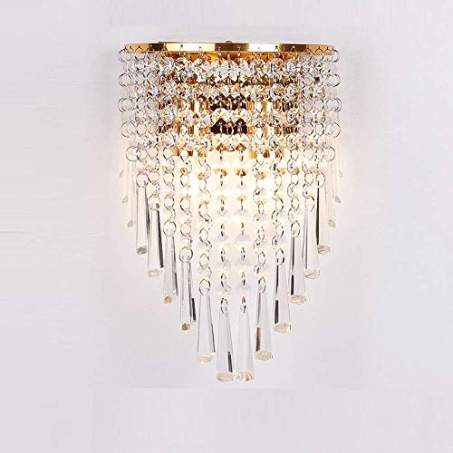 KTOL E14 Cristal Lámpara de pared, Semicírculo Cabecera Aplique de pared Simple Diseño Oro Pared luz Decoración Apliques de pared Para Inicio-dorado