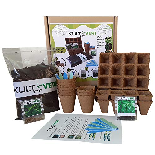 KULTIVERI Set de Cultivo de Plantas Culinarias de 35 Piezas: Macetas y Semilleros de Germinación Biodegradables. Tu Huerto Urbano en la Cocina.