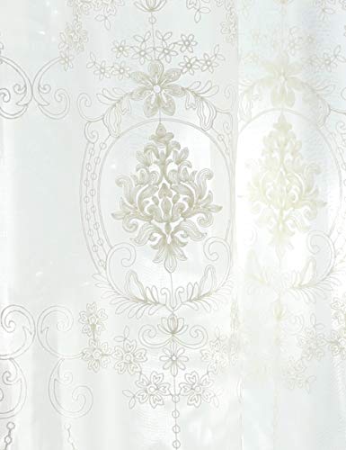 Lactraum Cortinas de salón blancas bordadas vintage clásicas de voile normal con banda universal 100 x 245 cm