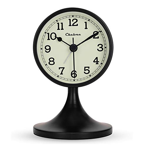 Lafocuse 8cm Despertador Metal Negro Analógico con Soporte Extraíble Reloj de Mesa Antiguo Clasico Silencioso para Mesilla Dormitorio