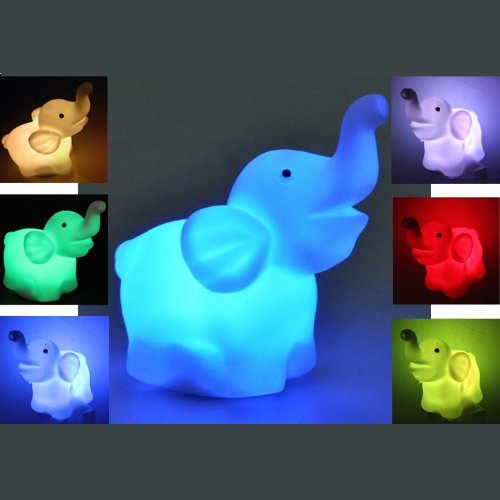 Lámpara de noche LED decorativa, diseño en forma de elefante, 7 colores disponibles