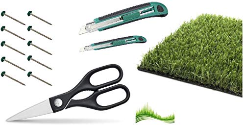 Lazy Lawn Kit de herramientas de montaje de césped artificial uñas verdes x40 tijeras de corte cuchillo de instalación herramientas de reparación