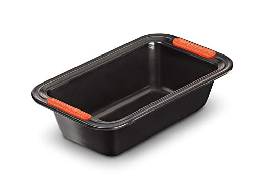 Le Creuset 941003290 Molde Antiadherente para Plum Cake, Rectangular, 23,5 x 13,5 cm, Libre de PFOA, Resistente a ácidos, Revestimiento de Acero al Carbono, Gris/Naranja, 23 x 13 cm