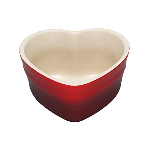 LE CREUSET Ramequín en Forma de corazón, para 2 porciones, Cerámica de gres, Rojo (Cereza), 300 ml