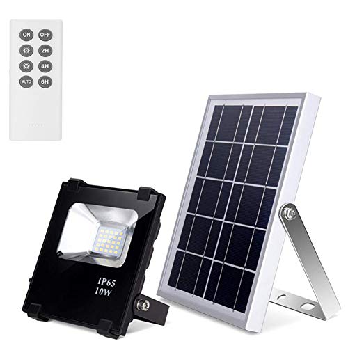 Led Luz de Inundación Solares con Mando a Distancia Exterior 400LM 25 LEDs 6500K 10W Impermeable Luces de Seguridad el Atardecer Hasta el Amanecer de Luz Solar Control Remoto para Jardín Patio