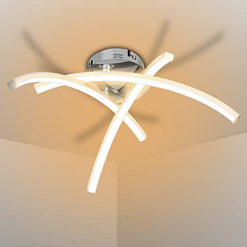 LEDMO - Lámpara de techo LED, 3 * 5.5Watt Lámpara LED de techo moderna,2.600K blanco cálido Luz De Techo Interior Moderna,16w 3x500 lumen,óptica de aluminio,color plateado