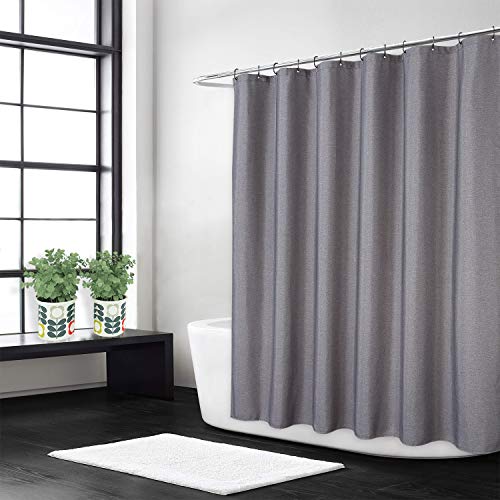 Linax Linen Like - Cortina de ducha (240 g/m², con ganchos, lavable, 180 x 180 cm), color gris