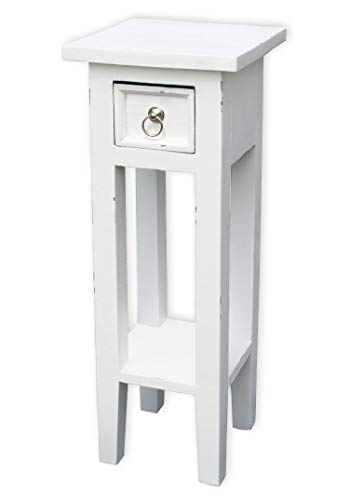 LioLiving®, Orkney 400016 - Mesa para teléfono (aspecto vintage, madera de caoba, color blanco)